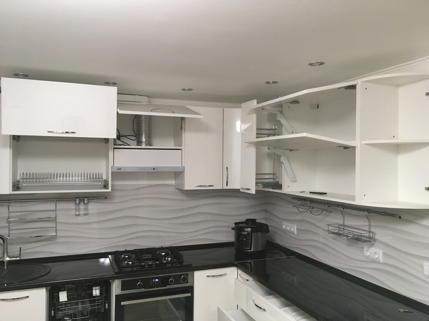 Белый кухонный гарнитур-Кухня МДФ в эмали «Модель 472»-фото7