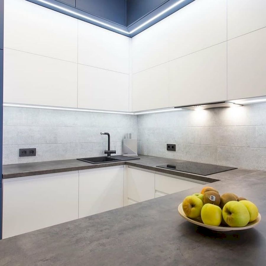 Белый кухонный гарнитур-Кухня МДФ в эмали «Модель 678»-фото4