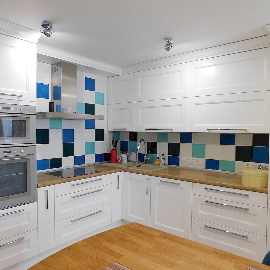 Белый кухонный гарнитур-Кухня МДФ в эмали «Модель 591»-фото1