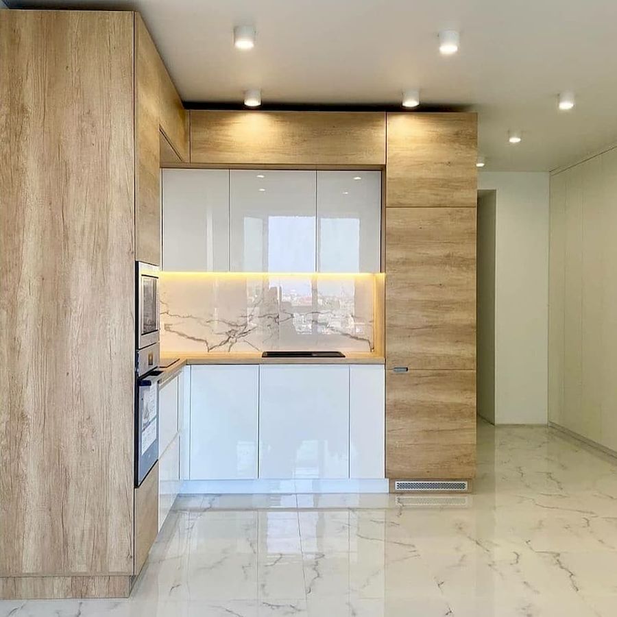 Белый кухонный гарнитур-Кухня из пластика «Модель 682»-фото2