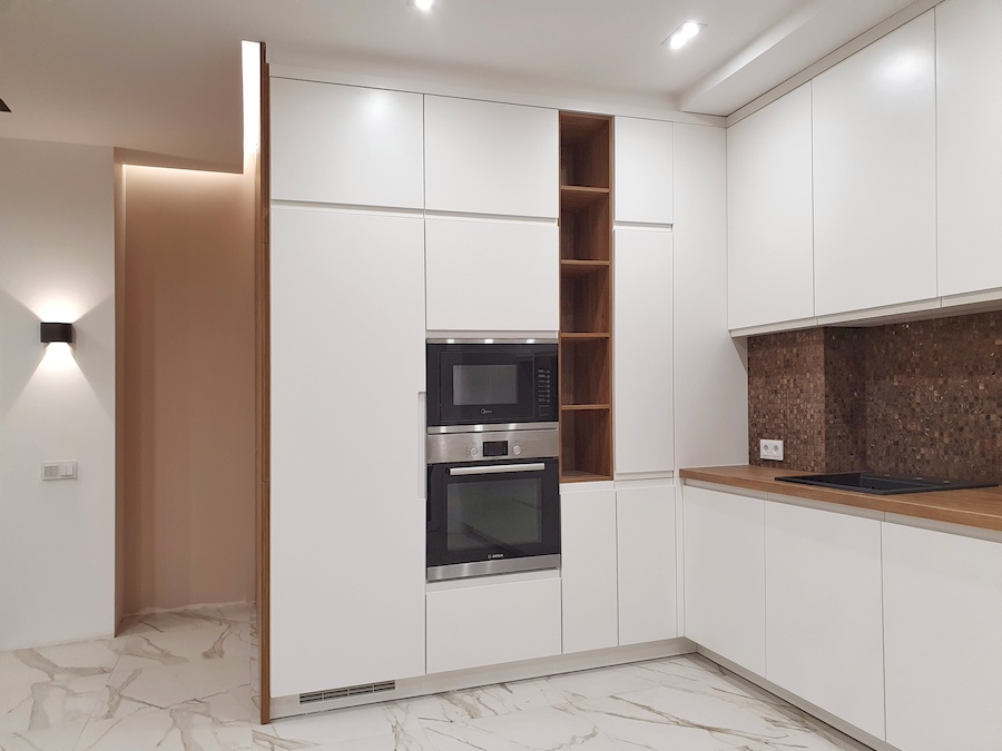 Белый кухонный гарнитур-Кухня МДФ в эмали «Модель 743»-фото2