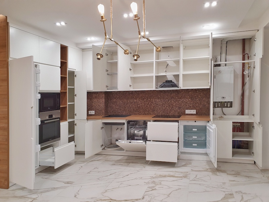 Белый кухонный гарнитур-Кухня МДФ в эмали «Модель 743»-фото4