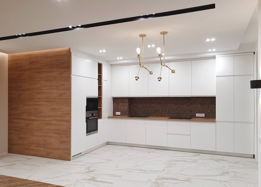 Белый кухонный гарнитур-Кухня МДФ в эмали «Модель 743»-фото1