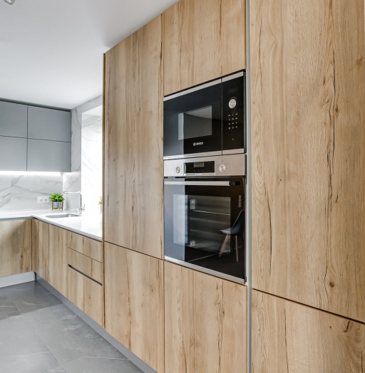 Высокие кухни под потолок-Кухня Эггер Дуб галифакс «Модель 755»-фото10